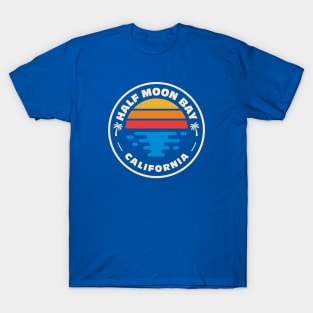 Retro Half Moon Bay California Vintage Beach Surf Emblem T-Shirt
